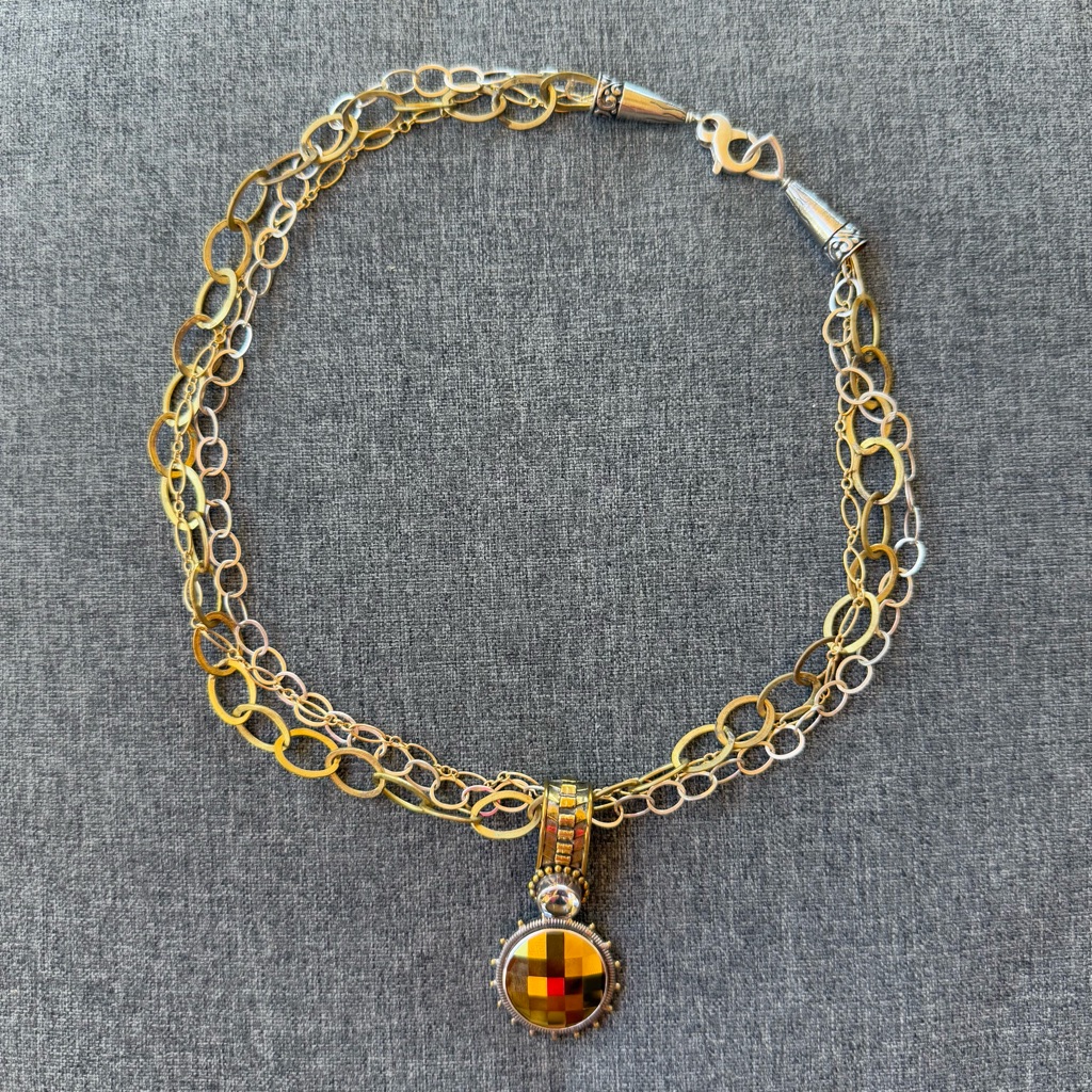 Mars And Valentine Echo Of The Dreamer Large Link Gold Chain Necklace & Pendant